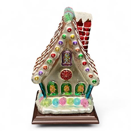 Thomas Pacconi Classics 10-inch Blown Glass Gingerbread Candy House.