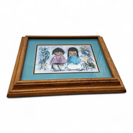 Framed Art Print By Ettore "Ted" DeGrazia Titled "Brother and Sister"