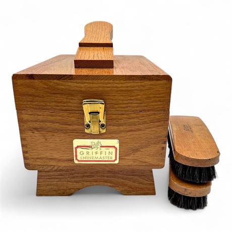 Vintage Griffin Shinemaster Wooden Shoe Shine Box