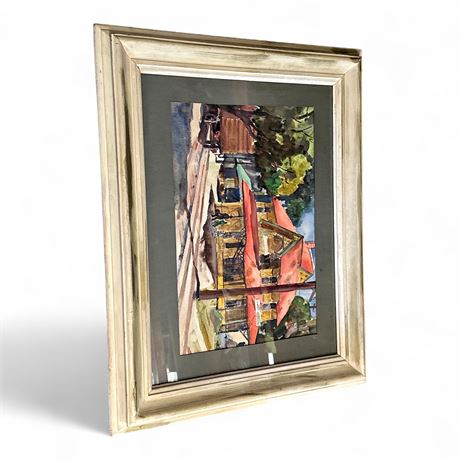 Framed Original Watercolor Titled "Whistle Stop" By Herman S. Lieberman