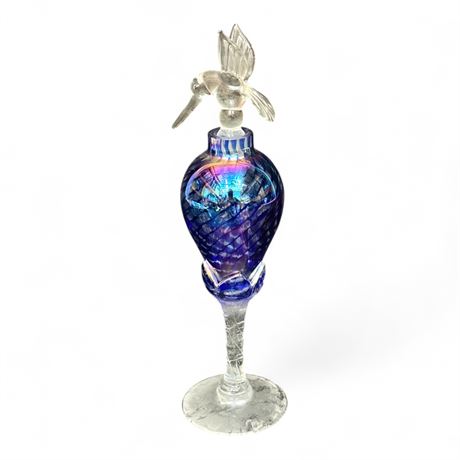 Vintage Hand-Blown Iridescent Art Glass Perfume Bottle