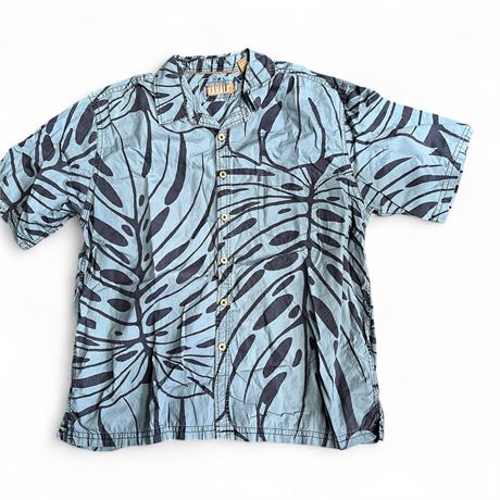 Kahala Hawaiian Men's Shirt With Large Leaf Print 2XL