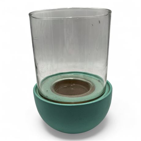 CB2 Round Pot/Planter with Blue Glaze