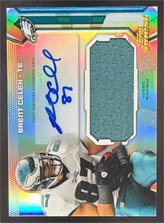 2013 Topps Finest #AJR-BC Brent Celek Jumbo Jersey Auto Refractors Eagles