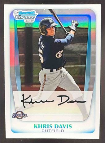 2011 Bowman Chrome Khris Davis Refractor /500 #BCP163 Rookie Brewers