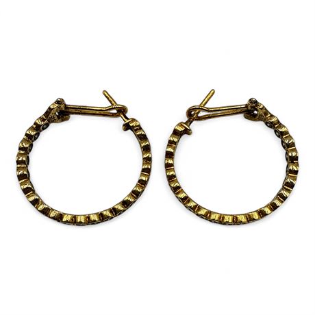 Pair Of Milor Italy Hoop Earrings Set With Cubic Zirconia Stones