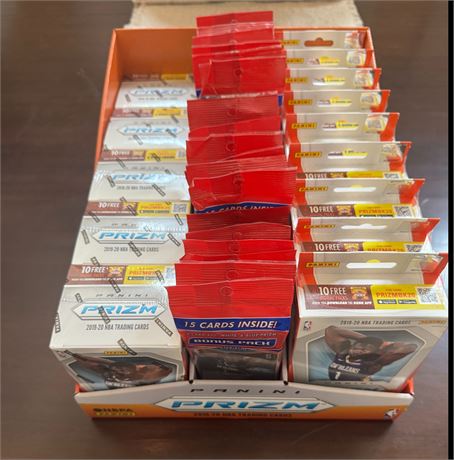 2019-20 Prizm Basketball Display Box 5 Blasters, 18 Cellos, 10 Hangers Zion RARE
