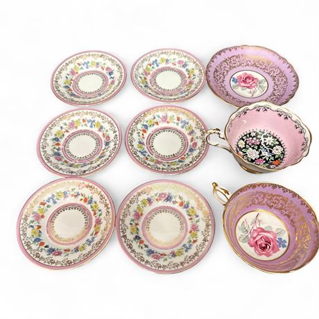 Group Of Nine Vintage Pieces Of Fine China Saxe and Paragon