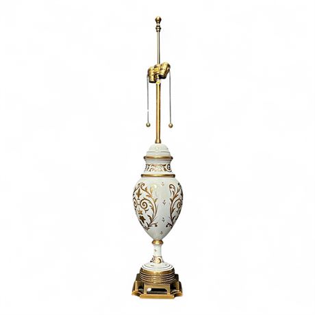 Marbro White & Gold Porcelain Urn-Form Table Lamp