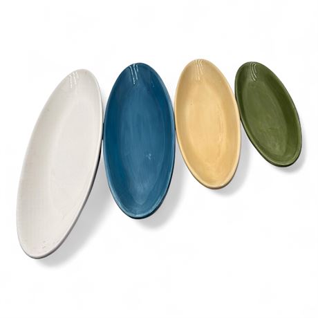 Four Pottery Barn "Colorful Serve" Oval Nesting Serving Platters