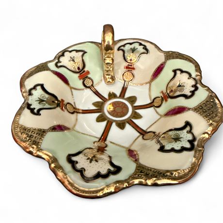 Vintage Japanese Hand-Painted Nappy Dish