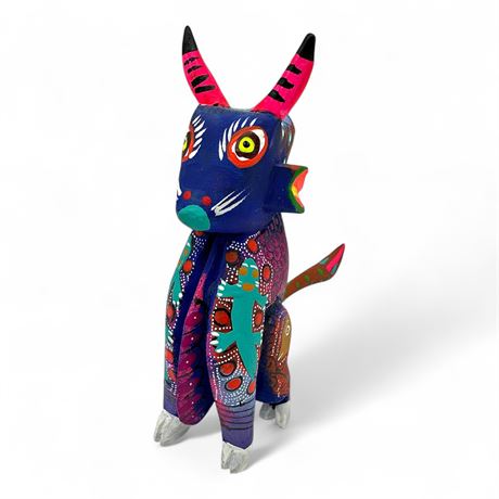 Hand-Carved Brightly Painted Oaxacan Goat Alebrije