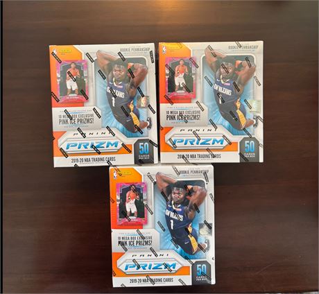 2019-20 Prizm Basketball Mega Box Lot of (3) Factory Sealed Ja Morant Zion RC