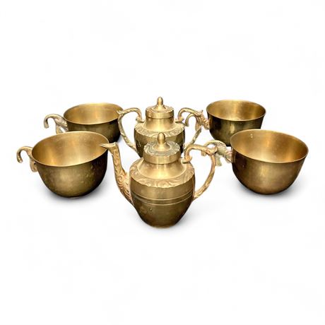 Vintage Korean Brass Tea Set