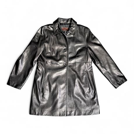 Siena Studio Women's Button Front Leather Jacket Size L