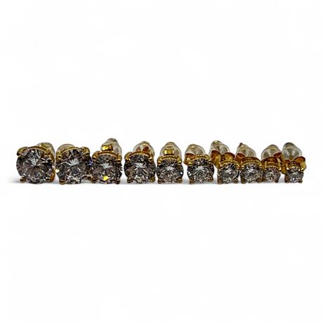 Five Sets Of Cubic Zirconia Stud Earrings In Graduating Sizes