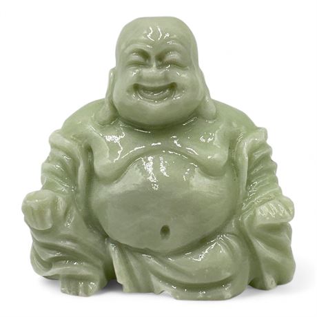 Carved Stone Laughing Buddha Figurine Known As Hotei Or Budai.