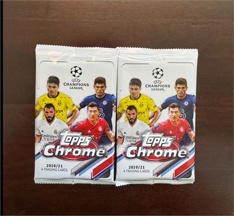 2020-21 Uefa Topps Chrome Soccer Sealed Pack Lot of 2 Haaland Pedri