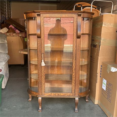 Antique Curved Glass China / Curio Cabinet