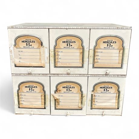 Vintage White Hercules Prescription Record File Cabinet