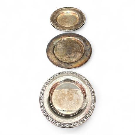 Set of Three Vintage Silver-Plated Plates