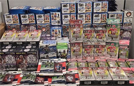 Massive 2019 & 2020 Football And Basketball Wax Box Lot 124 Boxes & 92 Packs