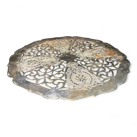 Vintage Towle Silverplate Pierced Trivet, Pattern 4001