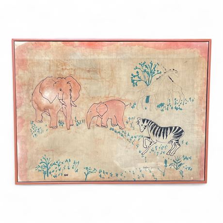 African Wildlife Fabric Art Painting