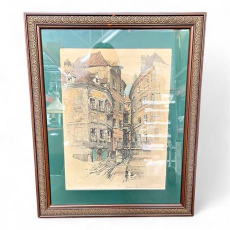 Robert Kasimir, Viennese Street Scene (Griechenbeisl) Signed Color Etching