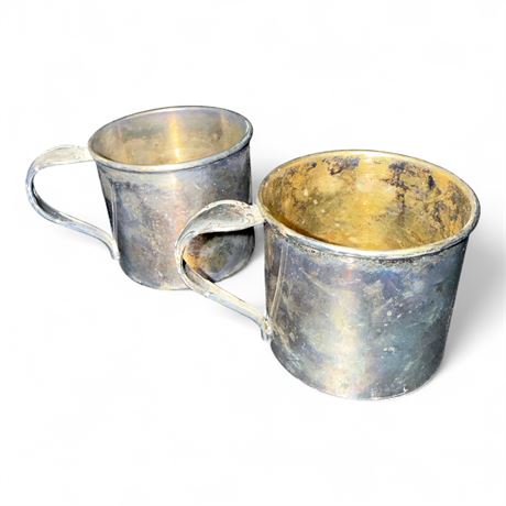 Vintage Silver-Plated Baby Cups (Set of 2)