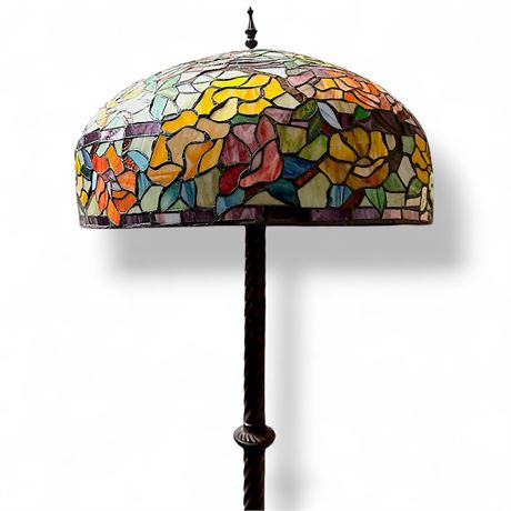 5' 4" Stained Glass Floor Lamp on Marble Base