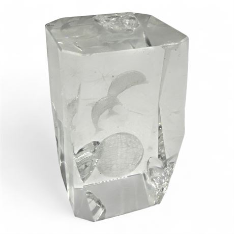 Laser Etched Glass Paperweight With Dolphin Motif