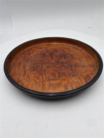 Vintage Japanese Hand-Carved Wooden Serving Tray