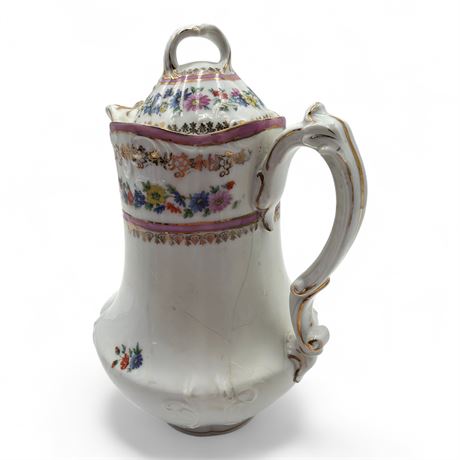 Antique Porcelain Lidded Coffee/Chocolate Pitcher