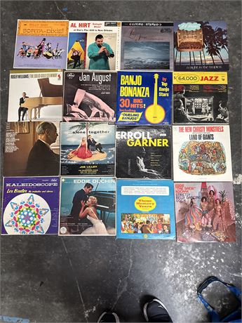 Collection Of Sixteen Vintage Vinyl Record Albums Including Les Baxter.