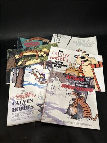 Group Of Six Calvin And Hobbes Comic Strip Book Collections