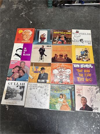 Collection of Sixteen Comedy And Music Vinyl Record Albums