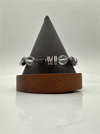 Silpada Sterling Silver, Smoky Quartz, and Crystal Toggle Bracelet B1275