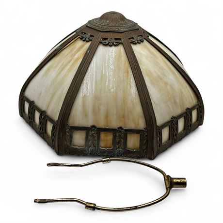 Antique Slag Glass Eight-Panel Lampshade
