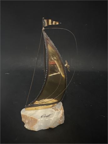 MCM John DeMott Brass And Copper Sailboat Sculpture