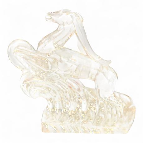 Steuben Crystal Gazelle Bookend Sculpture, Model No. 7399