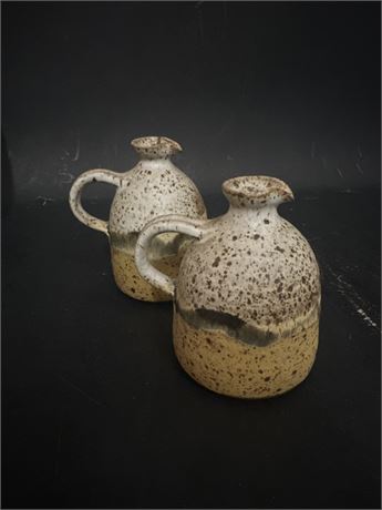 Pair Of Vintage Studio Pottery Stoneware Jugs