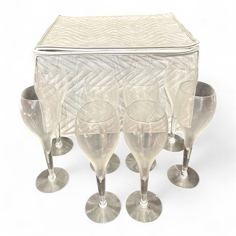 Set Of Eight Tulip-Shaped Champagne Flutes With Case