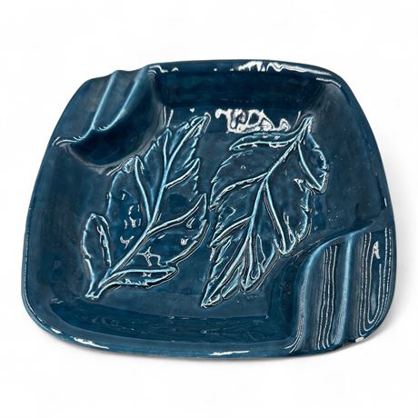 Vintage Ceramic Leaf-Imprint Ashtray