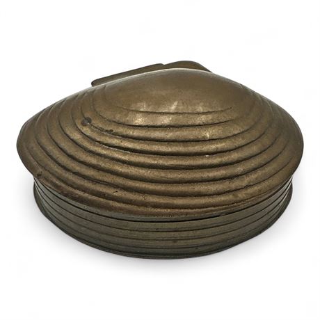 Vintage Brass Clam Shell Trinket Box