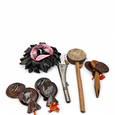 Collection of Handcrafted Folk Percussion Instruments