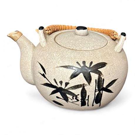 Vintage Japanese Ceramic Bamboo-Motif Teapot