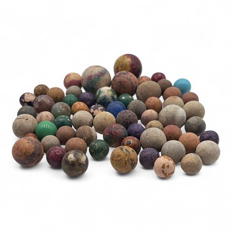 Collection Of Antique Clay Marbles