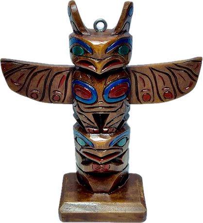 VTG HAND CARVED WOOD TOTEM POLE