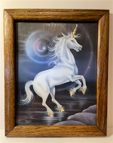 Unicorn Picture by Sue Dawe Vintage 1980's